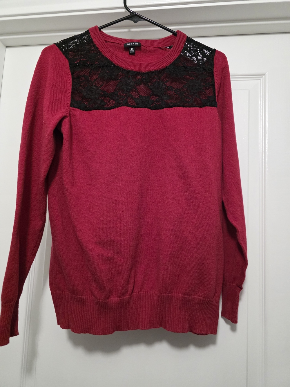 Torrid Red Lace Yoke Sweater - Women's Size 0